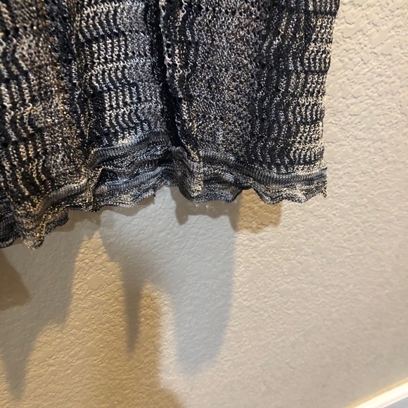 INC metallic‎ knit black faux wrap midi short sleeve polyester dress size Medium - Picture 5 of 9